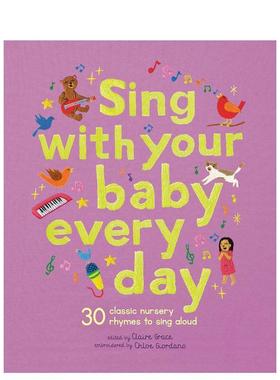 【现货】【手工刺绣插画】每天给宝宝唱的30首经典摇篮曲【Stitched Storytime】Sing With Your Baby Every Day英文儿童绘本插画