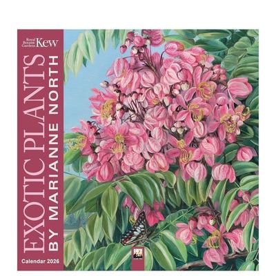 【预售】【Flame Tree】邱园玛丽安诺斯的异域植物 2026年挂历艺术日历Kew Gardens: Exotic Plants by Marianne North Wall Cale