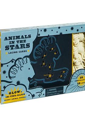 【现货】【编织卡片】星星上的动物【Lacing Cards】Animals in the Stars英文儿童趣味3-6岁精装Rogge  Robie进口原版书Chronicl