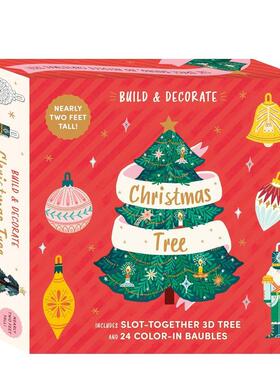 【预售】拼搭与装饰圣诞树Build & Decorate英文儿童趣味MADALINA ANDRONIC卡牌Kaddo进口原版书9781836007241