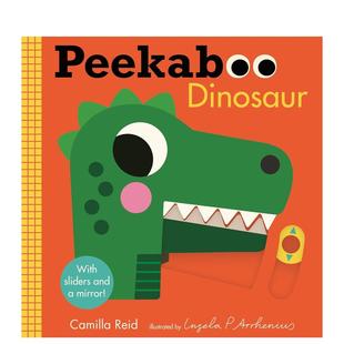 Press进口原版 Reid纸板书Candlewick 躲猫猫恐龙宝宝推拉滑块互动镜子纸板书Peekaboo英文儿童趣味Camilla 书 预售