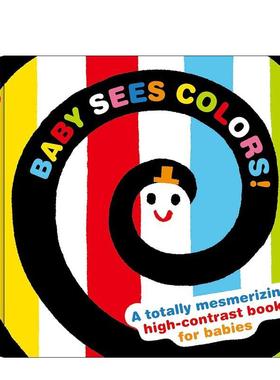 【现货】婴儿看到的颜色一本完全令人着迷的高对比度婴儿书Baby Sees Colors 英文儿童故事KASHIWARASimon & Schuster3-6岁进口原