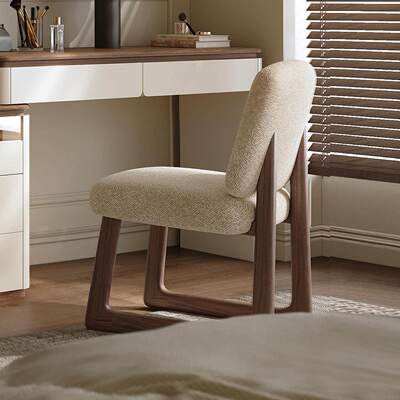 高级感化妆椅梳妆台化妆凳梳妆椅羊羔绒餐椅书房椅侘寂风椅子