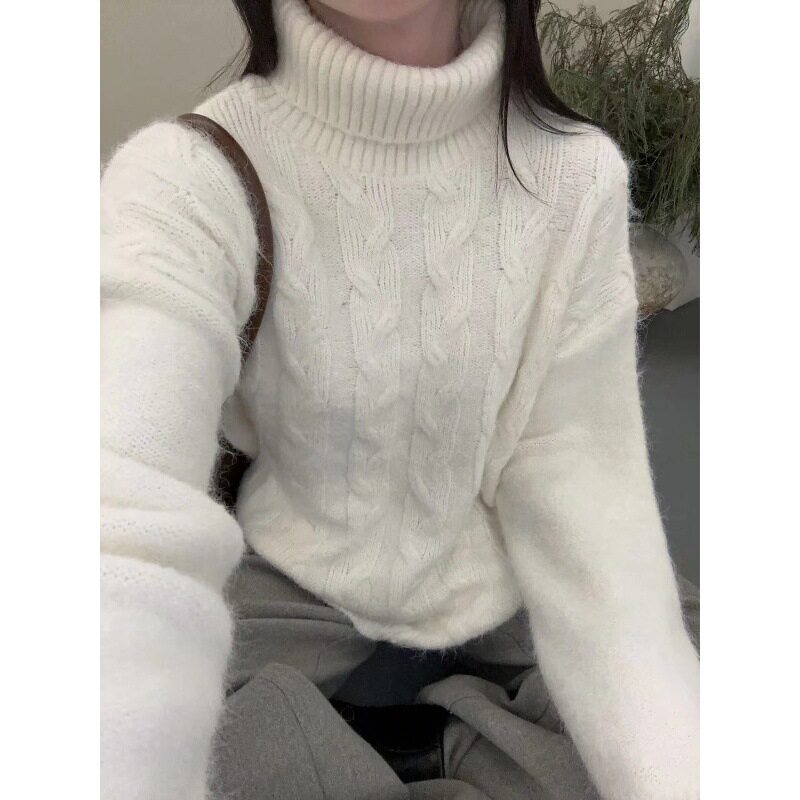 秋冬慵懒高领打底毛衣女可外穿图片