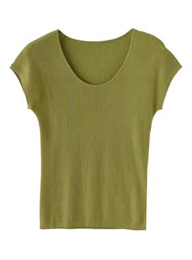 春夏季针织衫女韩版新款圆领修身显瘦洋气百搭无袖休闲上衣潮