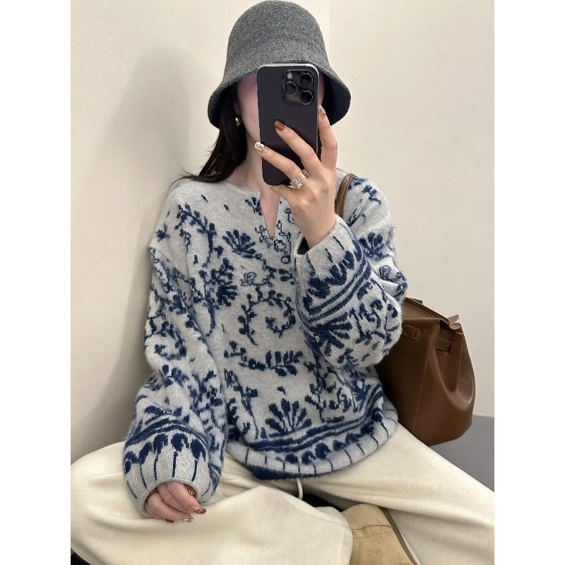 冬季女士慵懒风加厚提花毛衣女2025新款爆款内搭可外穿打底衫,女装/女士精品,毛衣,淘宝优惠券,粉丝福利购,淘宝优惠卷