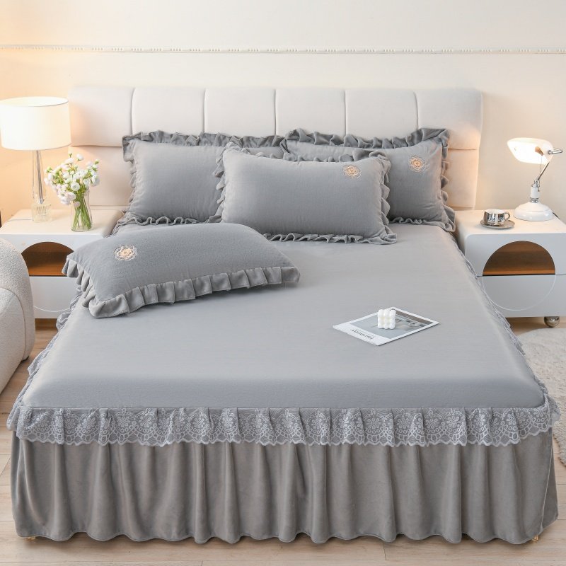 牛奶绒床裙单件珊瑚绒加绒床罩冬季保暖花边床单带裙边床围法兰绒,床上用品,床裙,淘宝优惠券,粉丝福利购,淘宝优惠卷