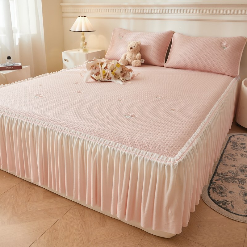 夏日清凉感觉冰豆床裙式垫三件套高端公主床罩空调垫冰丝绸垫裙,床上用品,床裙,淘宝优惠券,粉丝福利购,淘宝优惠卷