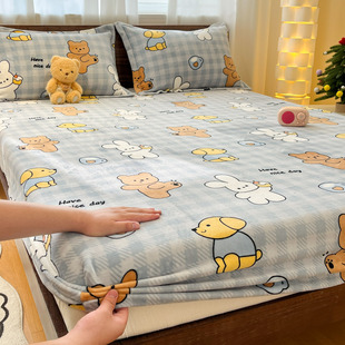 牛奶绒床笠单件珊瑚绒加厚保暖床罩加绒防滑床单学生宿舍床垫套子