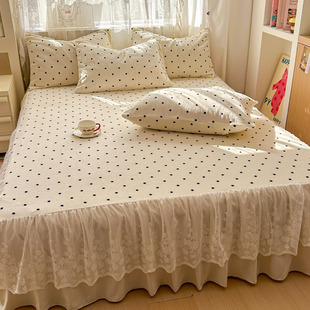 公主风牛奶绒床裙单件珊瑚绒法拉绒床罩三件套花边床单带裙边冬季