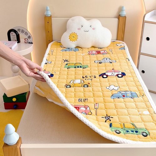 A类婴儿童幼儿园牛奶绒床垫小褥子冬季加绒拼接床珊瑚绒薄软垫被