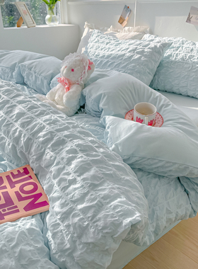 泡泡纱水洗棉被套单件150x200x230学生宿舍被罩被单人非全棉女生