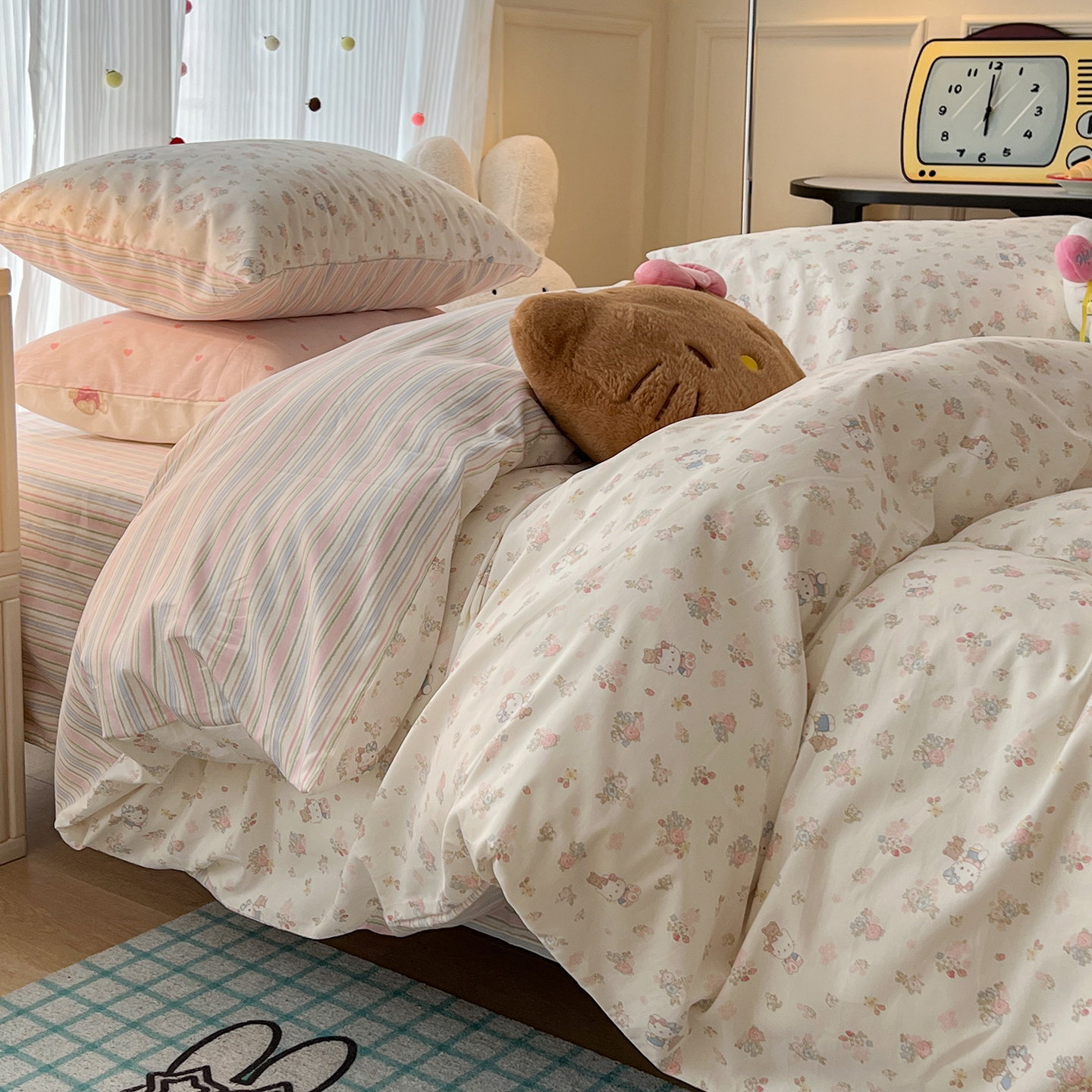 全棉小清新四件套纯棉100床上用品被套床单床笠款学生宿舍三件套