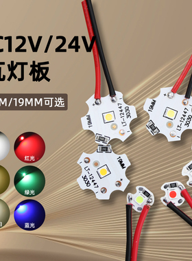 12V灯板 24V灯片10mm低压led灯珠19MM白暖光1W光源板白光红绿蓝