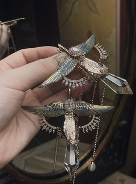 原创水晶锆石汉服发夹