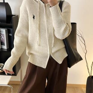 毛衣 门店198 刺绣标连帽开衫 女外套女上衣针织外搭秋冬爆款