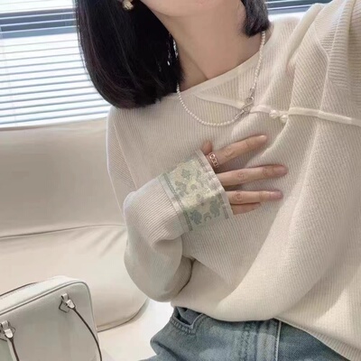 【门店198】新中式欧洲站2025早秋新款套头长袖圆领针织气质毛衣