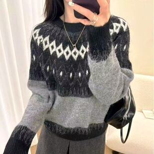 【直播间款式】秋冬女士加厚费尔岛独特超好看毛衣女冬季高级打底