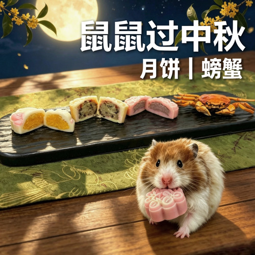 仓鼠金丝熊中秋节月饼螃蟹