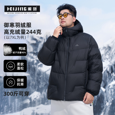 黑劲大码加厚龟背羽绒服