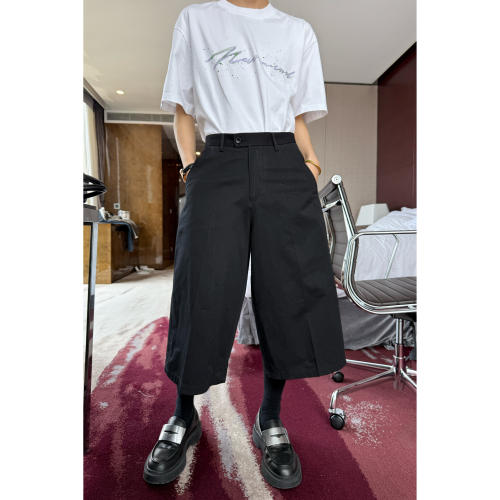 陈大富韩版直筒休闲西服短裤男士2025夏季宽松高腰西装阔腿七分裤