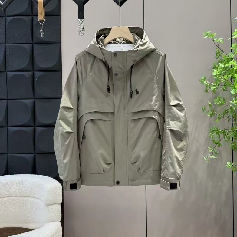 抖音爆款二棉男士秋冬新款连帽青年简约休闲纯色保暖外套