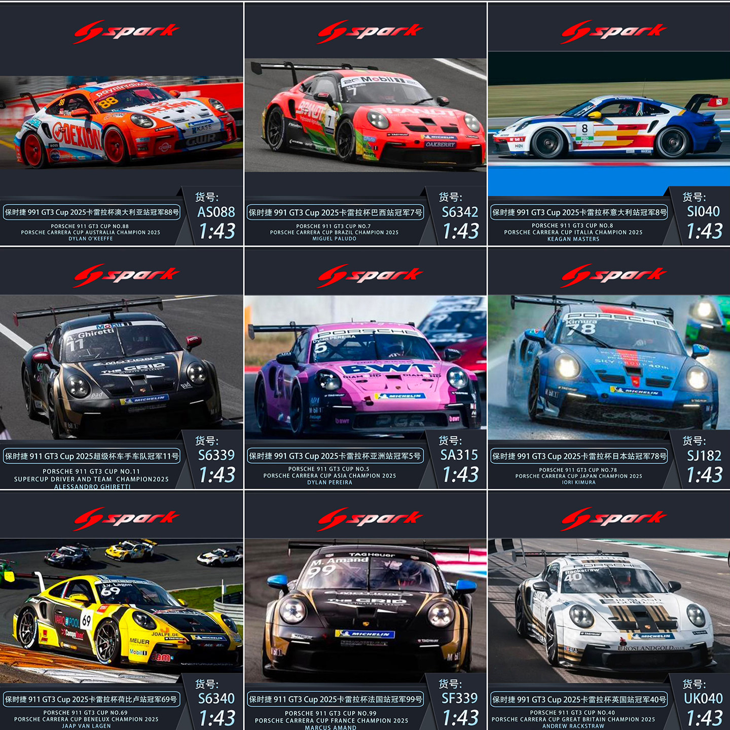 SPARK保时捷991GT3卡雷拉模型