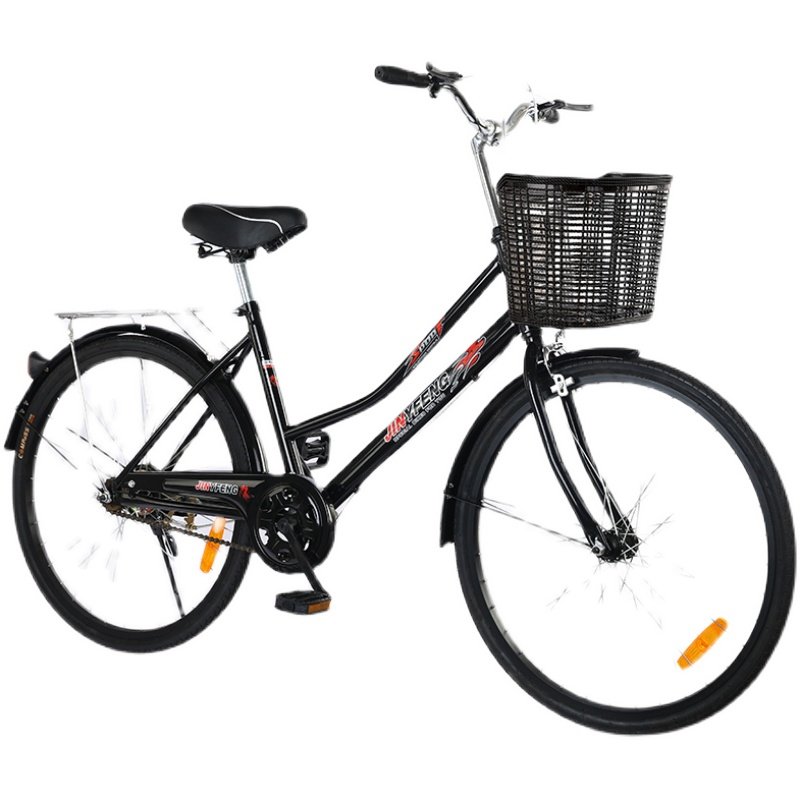 轻便实心胎自行车女式男成年大人学生24寸免充气上班通勤代步单车