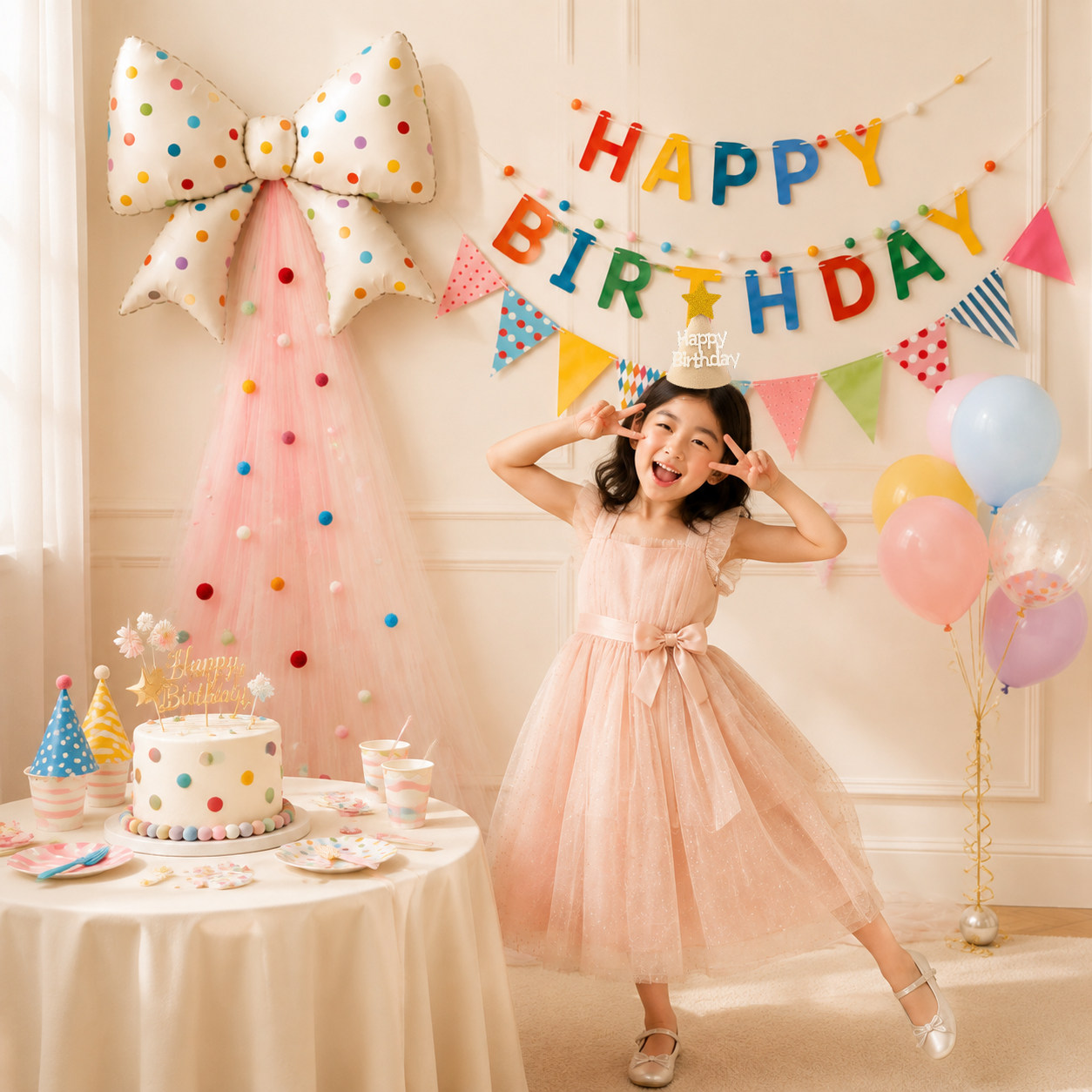女孩生日派对场景装扮布置套餐小公主生日帽蛋糕装饰拍照道具套装