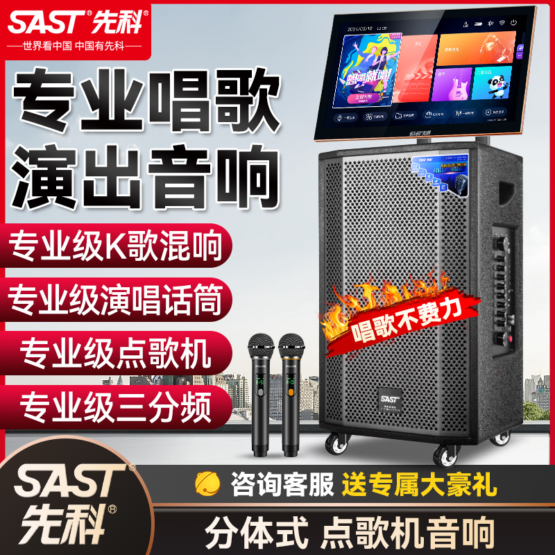 先科户外唱K歌专业广场舞音响演出移动拉杆音箱自带无线话筒声卡