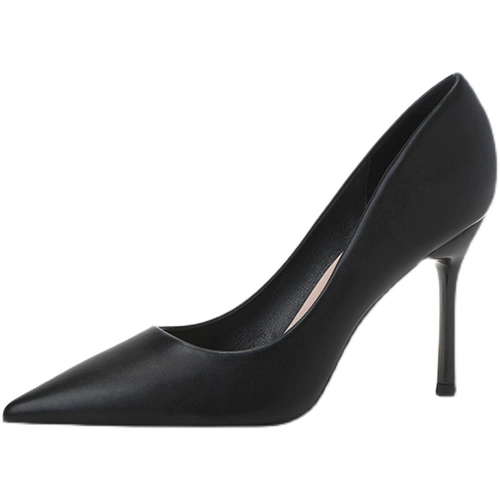 Рабочие черные универсальные туфли на высоком каблуке, классический костюм, обувь, из натуральной кожи, мягкая подошва, против усталых ног