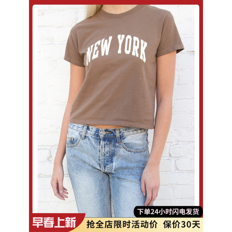 bm短袖上衣代购女孩NEW YORK纽约字母印花夏季新款brandymelville