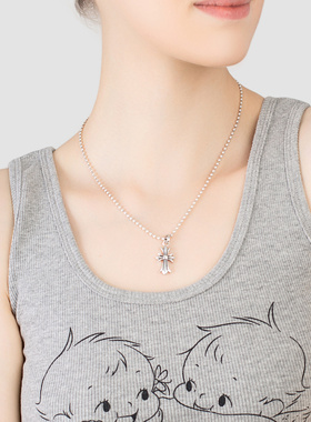 bm同款克罗十字架吊坠项链夏新款女生复古朋克风圆珠锁骨链BM平替