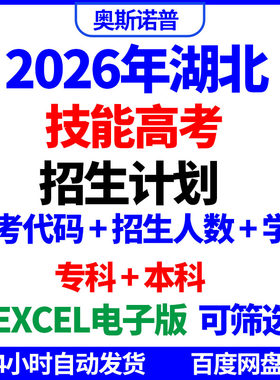 2026年湖北技能高考志愿填报招生计划人数代码学制excel电子表格