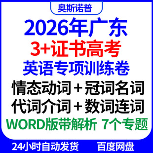 2026广东3+证书高考英语专项训练卷情态动词冠词名词代词介词连词