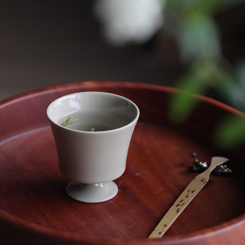 挑tea|桃山房梅青角杯高足杯茶杯酒杯景德镇陶瓷甜品家用茶具日式