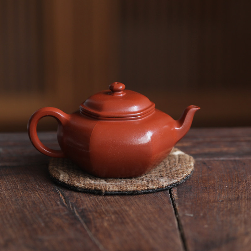 挑tea|推荐六方扁梅 泡茶壶紫砂壶古典 朱泥大红袍纯手工收藏自用