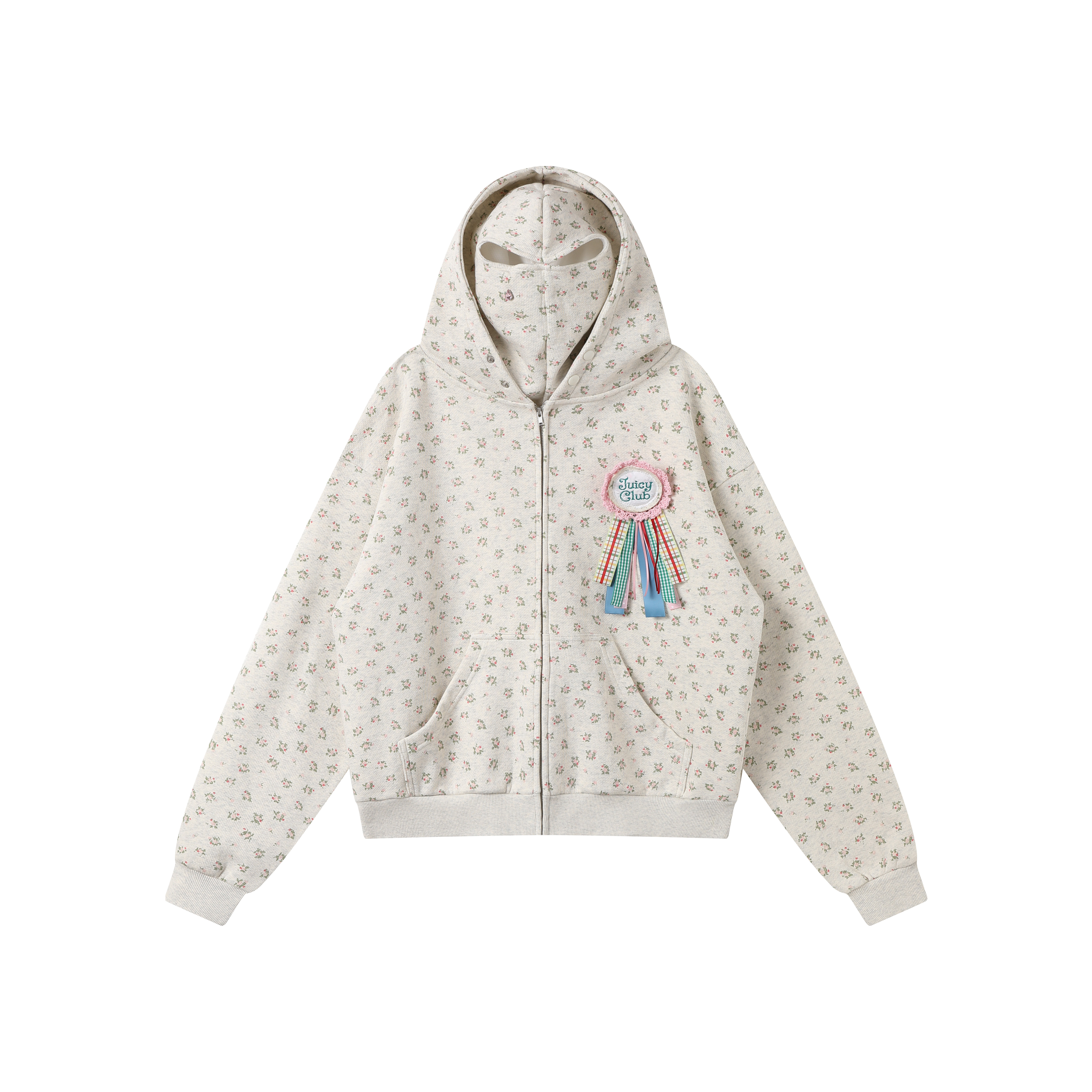 JUICY Drill Tear Mask Floral Printed Floral Hoodie