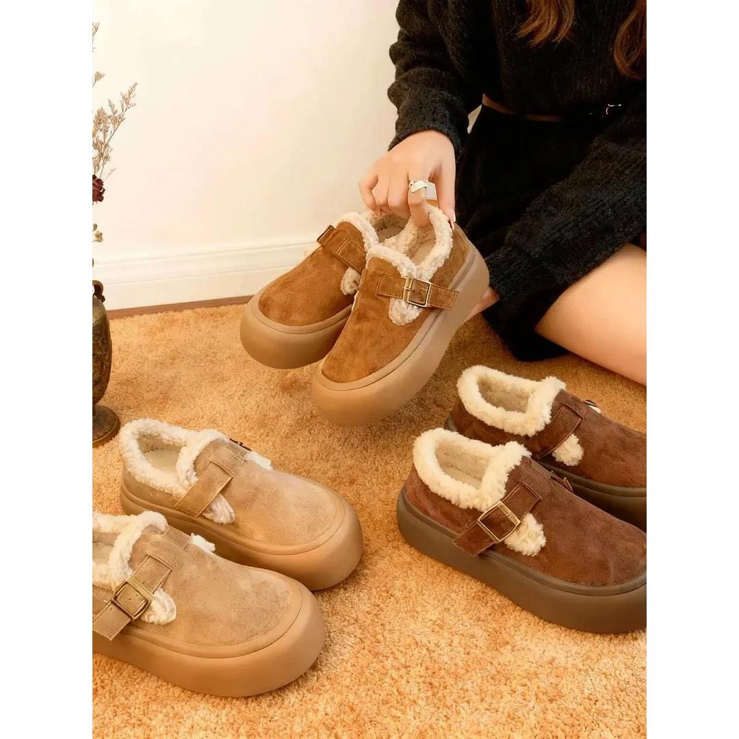 厚底棉鞋女2025秋冬新款加绒保暖全包雪地棉鞋一脚蹬棉鞋F06