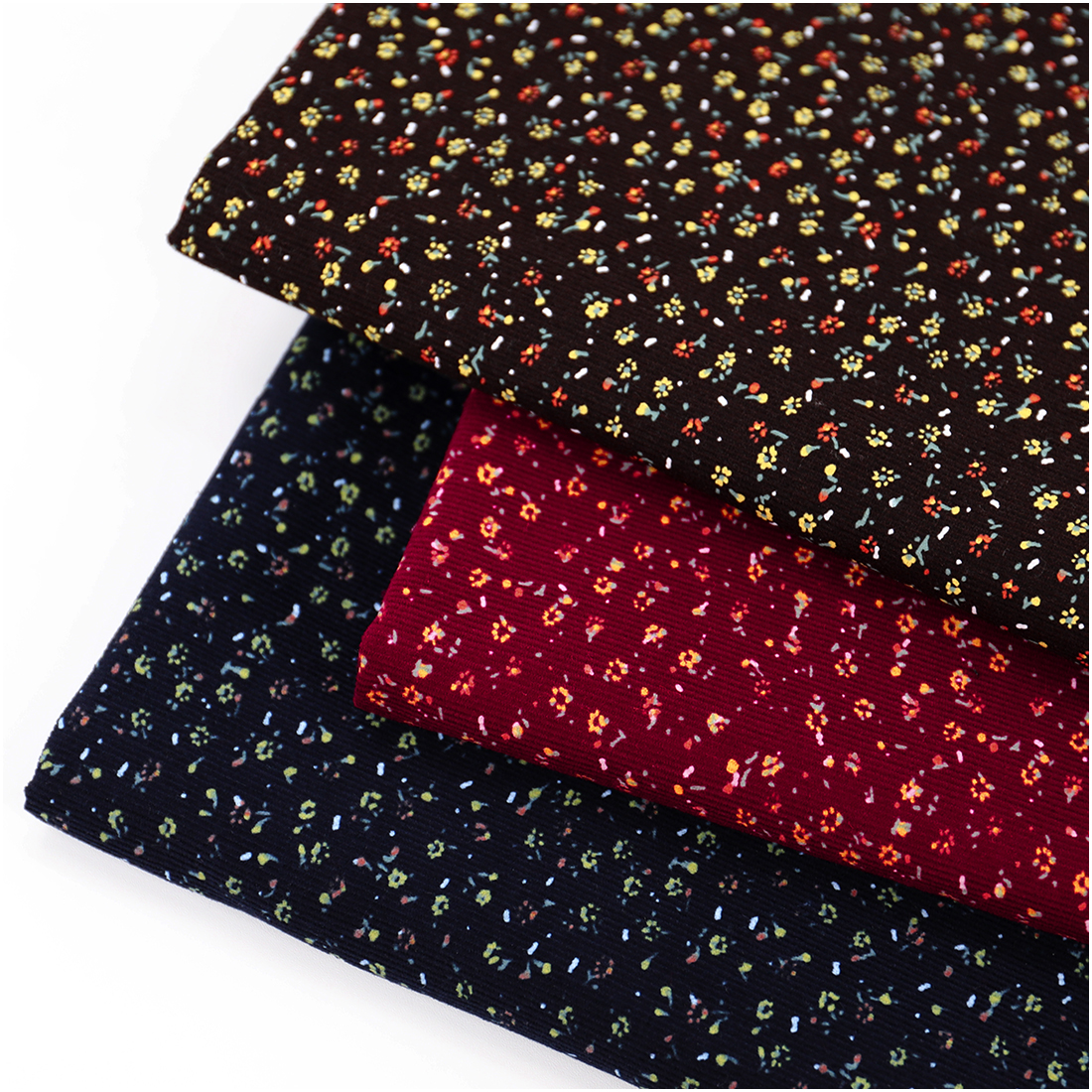 纯棉手工衣服碎花灯芯绒面料条绒