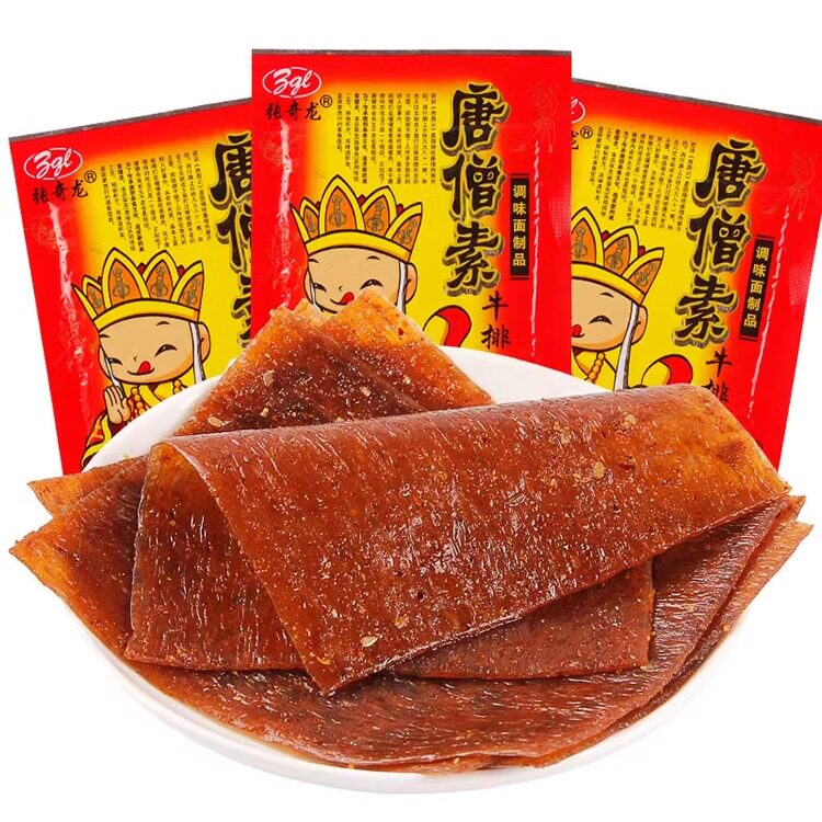 张奇龙唐僧素牛排 麻辣条素肉排老式大辣片香辣面筋童年怀旧小吃