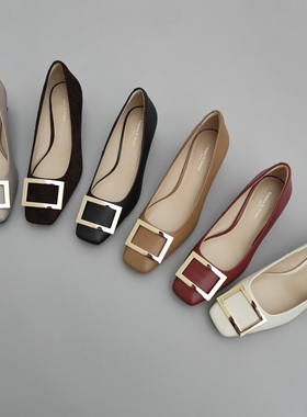 Federica Di Donato镇店款强烈推荐简约百搭方头OL通勤中跟单鞋女