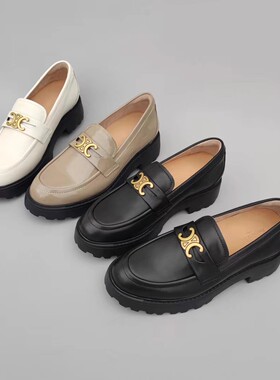 Federica Di Donato英伦风经典复古风金属扣厚底小皮鞋乐福鞋女
