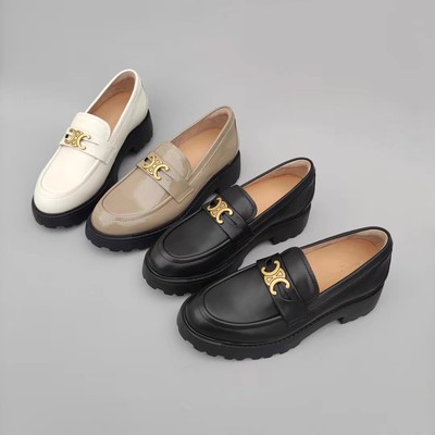 Federica Di Donato英伦风经典复古风金属扣厚底小皮鞋乐福鞋女