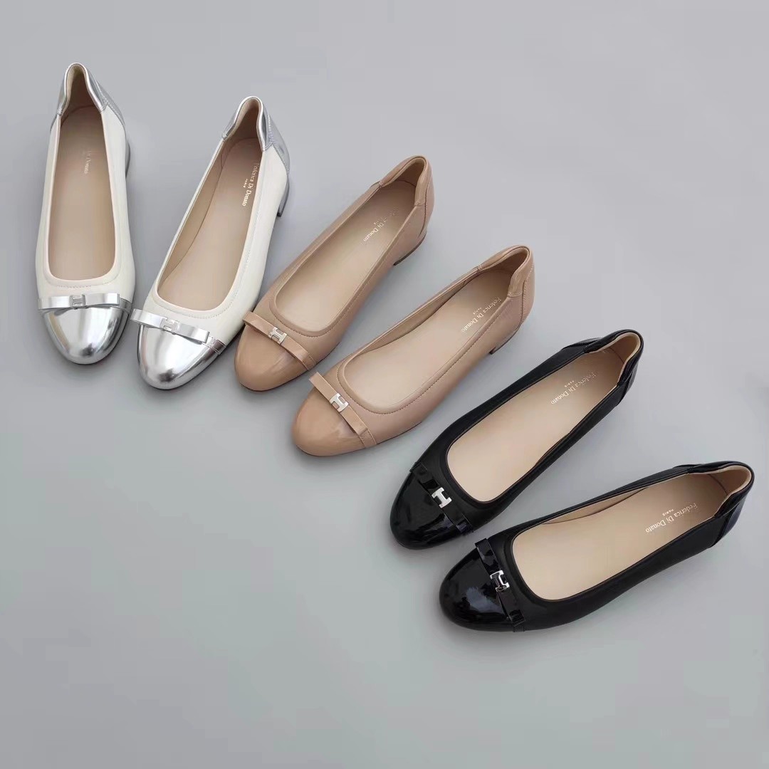 Federica Di Donato大爱H扣小圆头蝴蝶结超级百搭低跟平底单鞋女