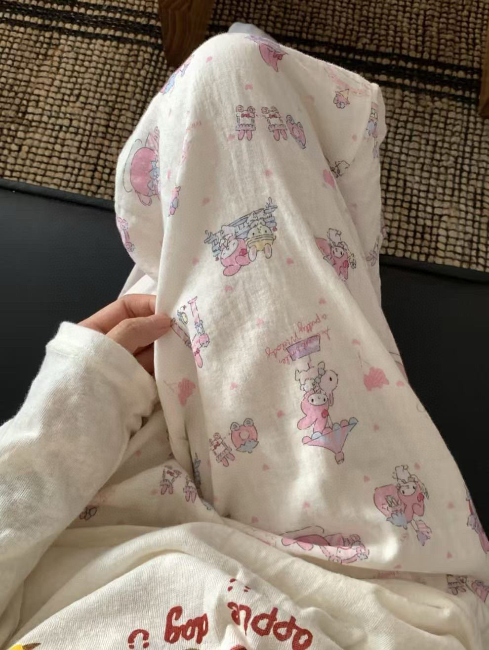 棉纱裤女可爱美乐蒂少女睡裤休息百搭可外穿宽松阔腿长裤