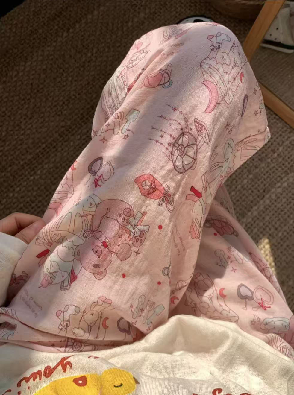 女士棉纱裤可爱甜美小熊休闲百搭长裤宽松阔腿显瘦遮肉舒适可外穿