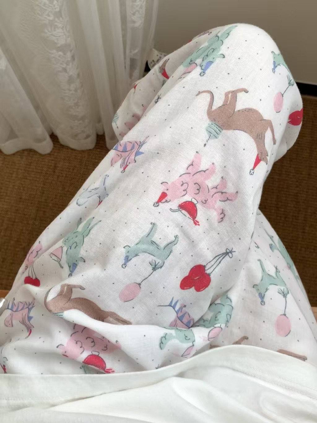 女士可爱棉纱裤家居长裤休闲百搭宽松阔腿显瘦休闲裤可外穿