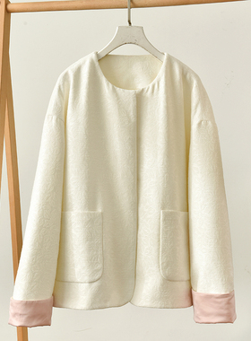 温柔风双面短外套女圆领宽松小个子时尚撞色袖口 莉2949 G3-3