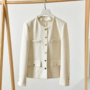霞0420 气质百搭外套女士上衣 单排扣春款